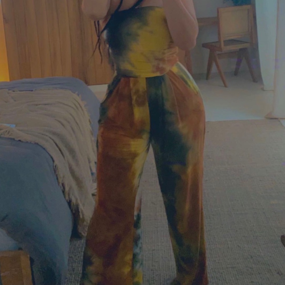 Tie Dye Strapless Jumpsuit